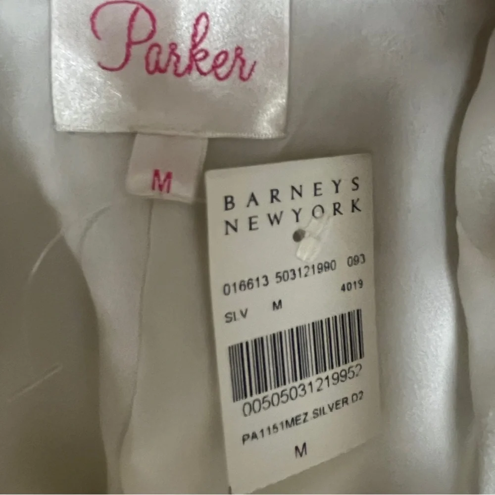 NWT PARKER Ivy Off-White Silver Beaded Mini Dress - Picture 9 of 11